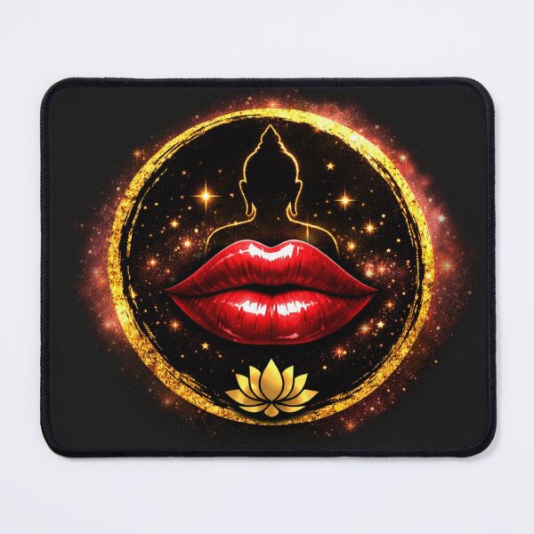 Item preview, Zen Mystic Sensuality – Golden Aura Lips & Buddha Logo designed and sold by AstraDrip Studio.
