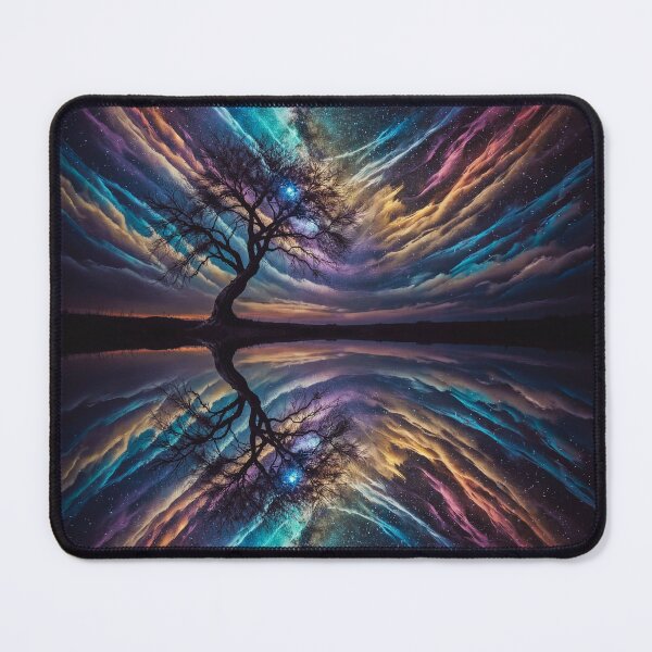 Item preview, Lone Tree Galaxy Sky Art — Vibrant Cosmic Nebula Night Landscape, Starry Sky Reflection Wall Art for Home Decor & Space Lovers designed and sold by OandSDesigns23.