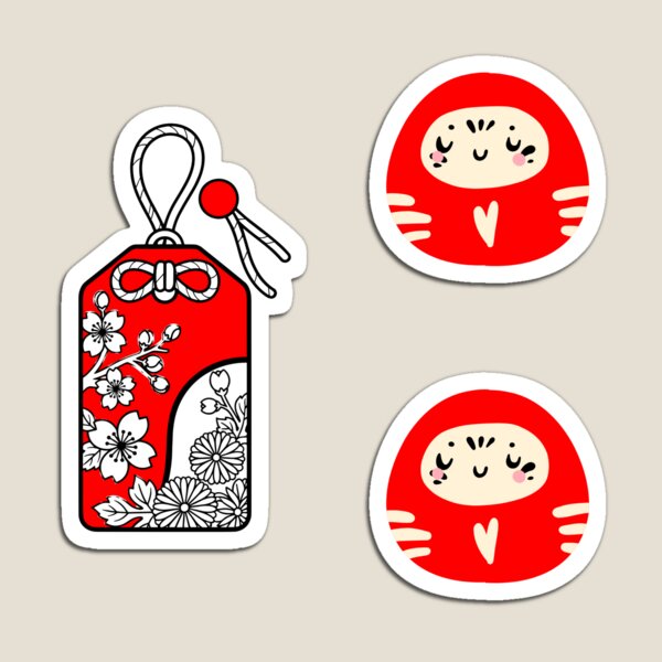 Item preview, Japanese Traditional Bag Charm Omamori with Two Daruma  designed and sold by AnimaliaStar.