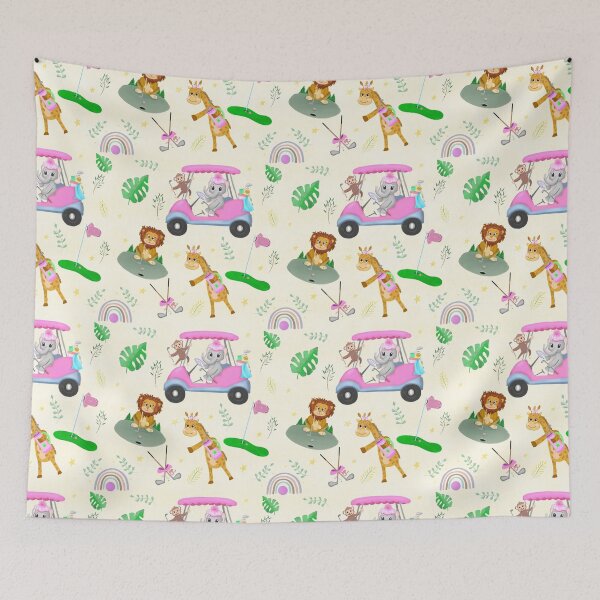 Item preview,  Golf Zoo Animals In Pink Golf Cart Pattern  designed and sold by daphsam.