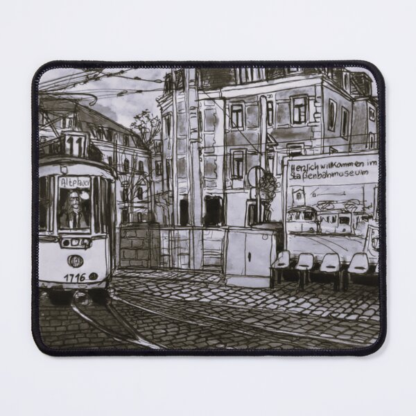Item preview, Historic tram at the Dresden Tram Museum – Trachenberger Platz - Ink Urban Sketch designed and sold by UMA Urban Sketch.