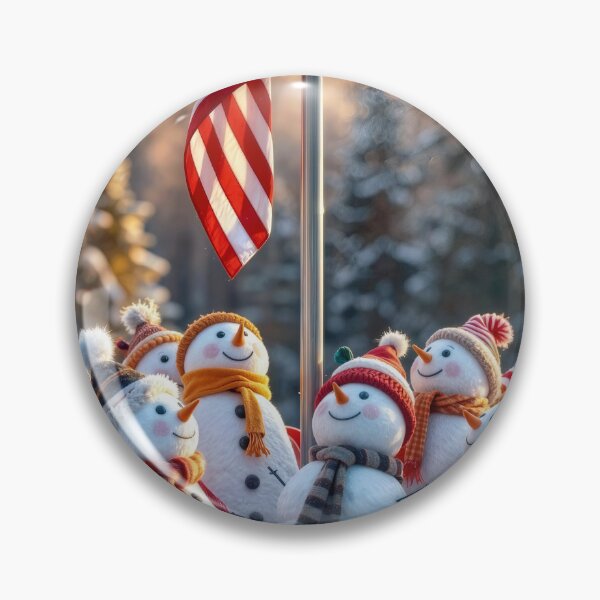 Item preview, Snowman Gathering Around an American Flag Pole designed and sold by Maria Dryfhout.