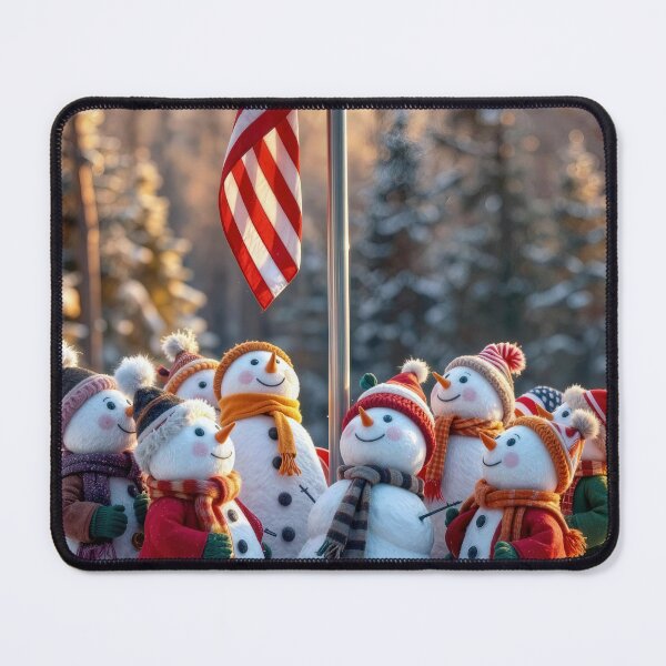 Item preview, Snowman Gathering Around an American Flag Pole designed and sold by Maria Dryfhout.