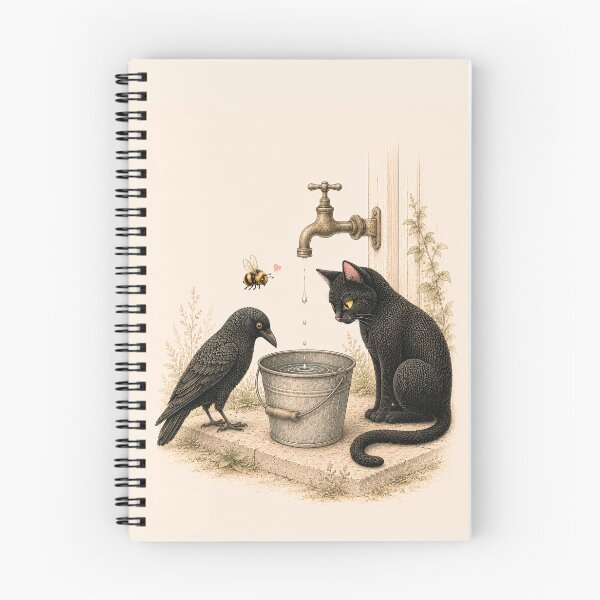 Item preview, Waiting for the Next Drop. Whimsical Cat & Bee Art Print  designed and sold by VelvetClawStudio.