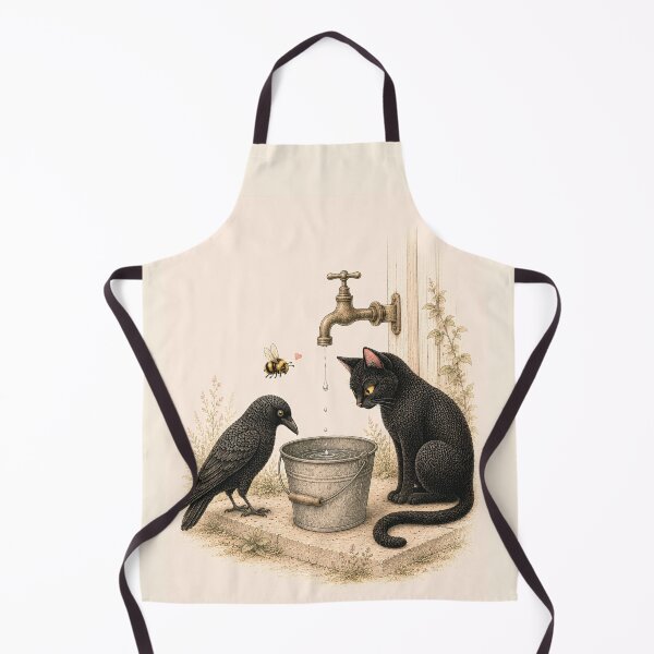 Item preview, Waiting for the Next Drop. Whimsical Cat & Bee Art Print designed and sold by VelvetClawStudio.