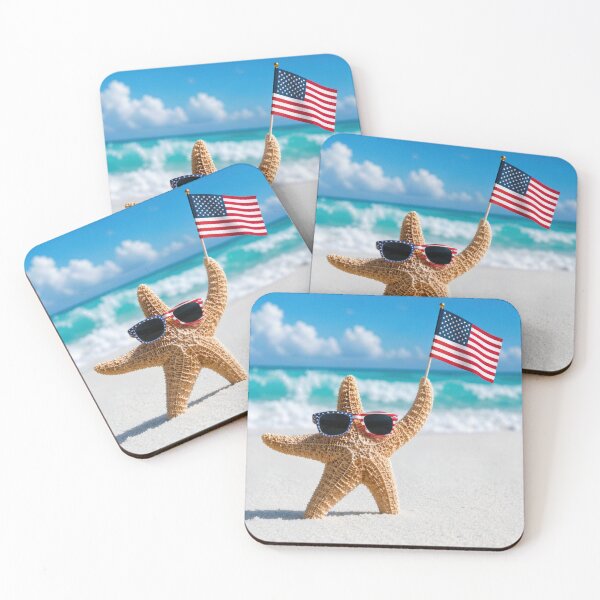 Item preview, Patriotic Starfish on White Beach Sand designed and sold by Maria Dryfhout.