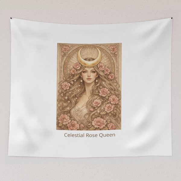 Item preview,  Celestial Rose Queen Art Nouveau Moon Goddess Vintage Boho Gift For Moon Lover designed and sold by Print Loft.