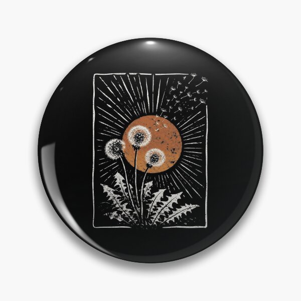 Item preview, Vintage Linocut Dandelion Sunburst Boho Nature Blowing Seeds designed and sold by rediscoveredapp.