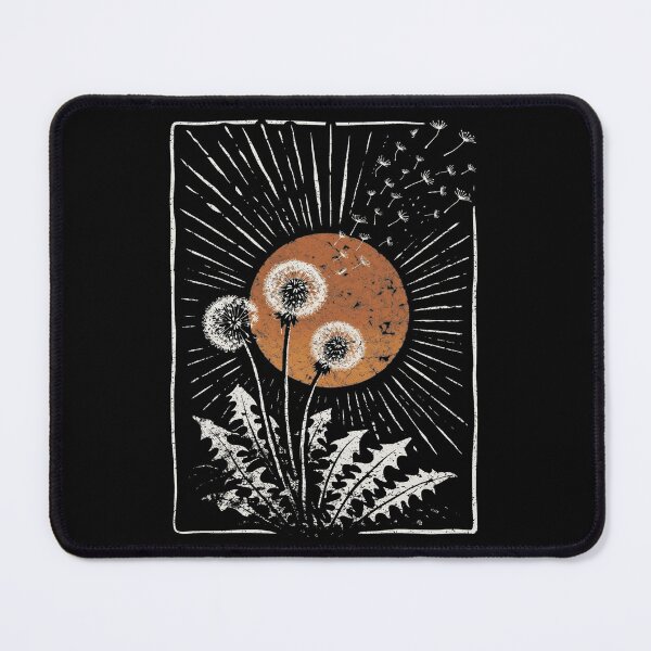 Item preview, Vintage Linocut Dandelion Sunburst Boho Nature Blowing Seeds designed and sold by rediscoveredapp.