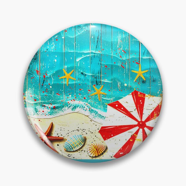 Item preview, Vintage Summer Beach With Umbrella And Seashells Art designed and sold by DEC02.