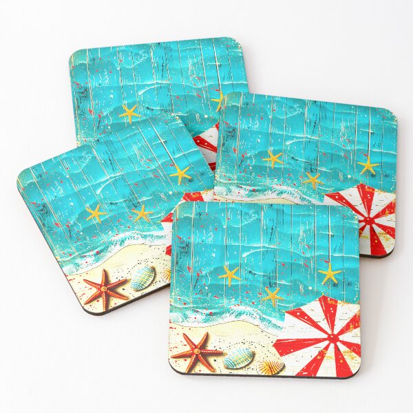 Item preview, Vintage Summer Beach With Umbrella And Seashells Art designed and sold by DEC02.