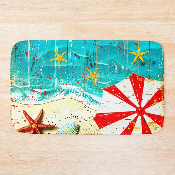 Item preview, Vintage Summer Beach With Umbrella And Seashells Art designed and sold by DEC02.