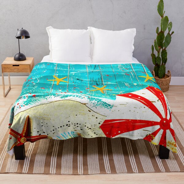 Item preview, Vintage Summer Beach With Umbrella And Seashells Art designed and sold by DEC02.