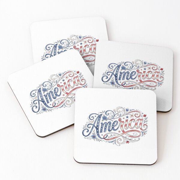 Item preview, Patriotic American Flag Script with Floral Ornaments designed and sold by Paper Drip.