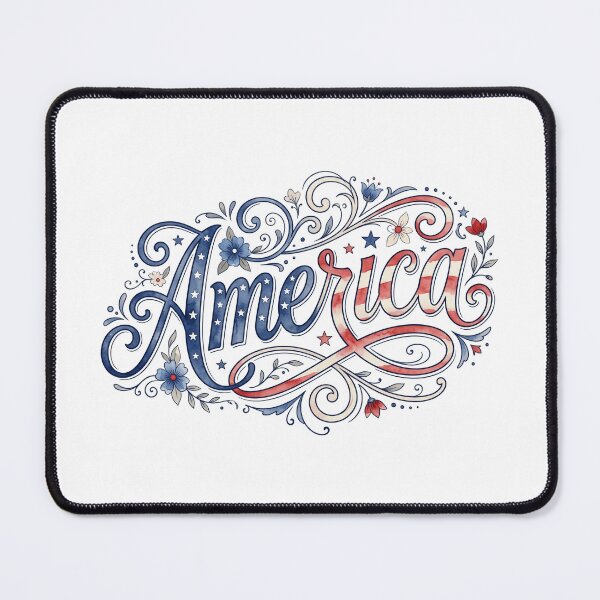 Item preview, Patriotic American Flag Script with Floral Ornaments designed and sold by Paper Drip.