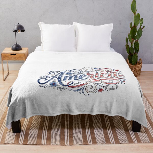 Item preview, Patriotic American Flag Script with Floral Ornaments designed and sold by Paper Drip.