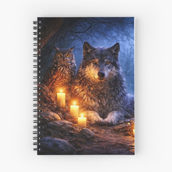Item preview, Wolf Raven Owl Mystical Magical Wicca Inspired with Full Moon and Candles designed and sold by Stephanie Laird.