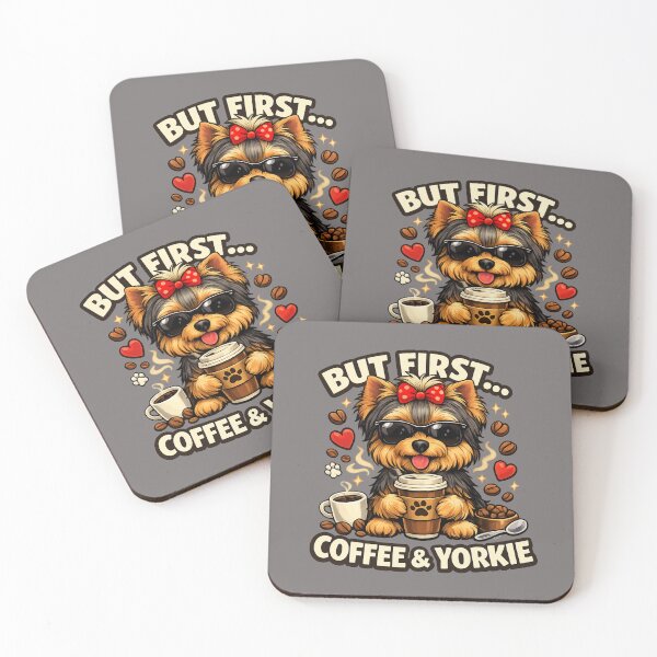 Item preview, But First Coffee & Yorkie – Funny Dog Lover Design designed and sold by Yorkie Magic Studio .