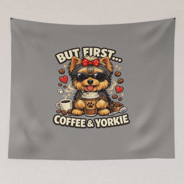 Item preview, But First Coffee & Yorkie – Funny Dog Lover Design designed and sold by Yorkie Magic Studio .