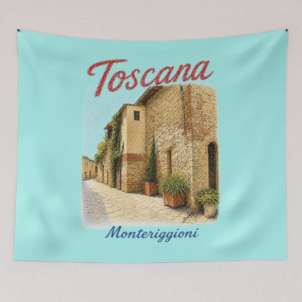 Item preview, Monteriggioni Tuscany Italian Street Illustration designed and sold by JOANNASKAH.
