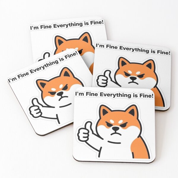 Item preview, I'm Fine Everything is Fine | Funny Grumpy Shiba Inu Sticker designed and sold by Inkabbmate.