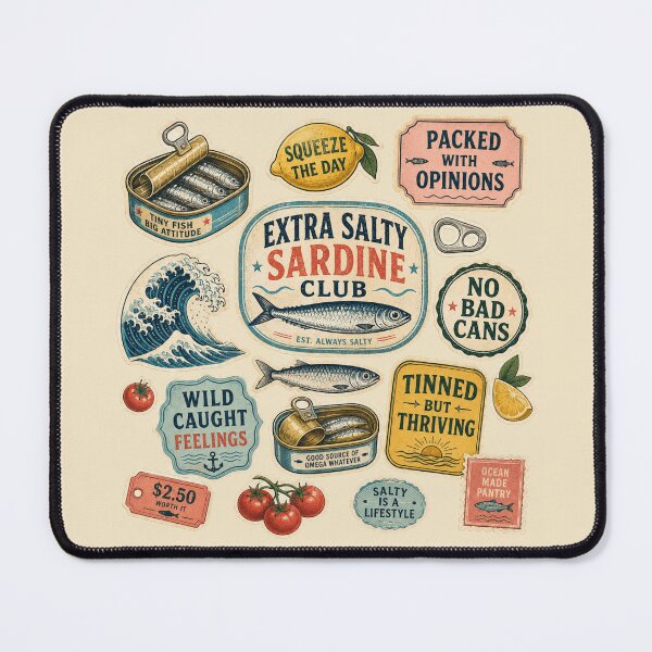 Item preview, Extra Salty Sardine Club Retro Tinned Fish Tee designed and sold by POD DYNASTY.
