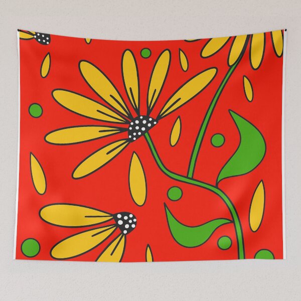 Item preview, Yellow Flowers Orange Boho Minimalism designed and sold by Sartoris Art.
