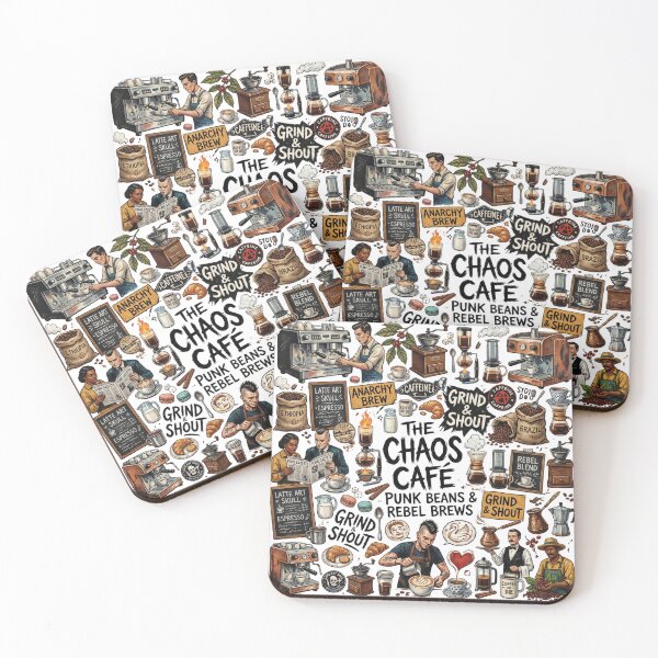 Item preview, The Chaos Cafe Punk Coffee Clipart – Retro Barista, Espresso Machines, Grungy Coffee Beans & Rebel Brews Sublimation Graphic designed and sold by afarkar.