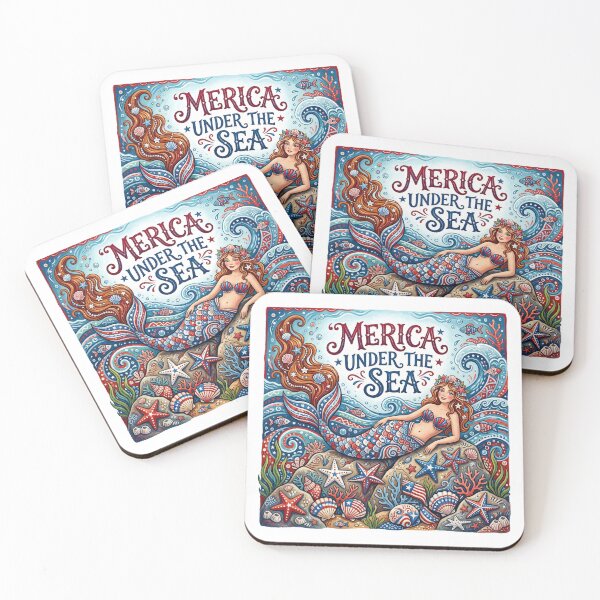 Item preview, Merica Under The Sea Patriotic Mermaid 4th of July designed and sold by MoonwoodStudio.