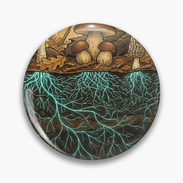 Item preview, Mushroom Forager Mycelium Forest Cross-Section Art designed and sold by FoxglovePress.