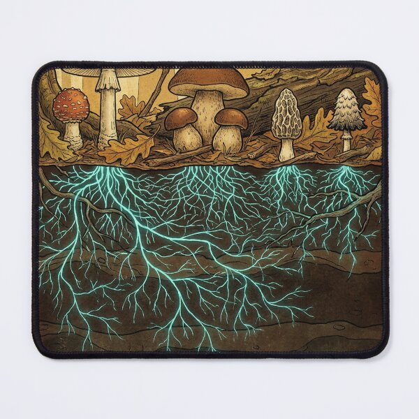 Item preview, Mushroom Forager Mycelium Forest Cross-Section Art designed and sold by FoxglovePress.