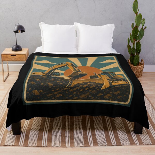 Item preview, Vintage Excavator and Bulldozer Earthmoving Construction Equipment Retro Design designed and sold by kakmi-art.