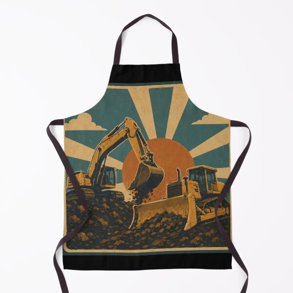 Item preview, Vintage Excavator and Bulldozer Earthmoving Construction Equipment Retro Design designed and sold by kakmi-art.