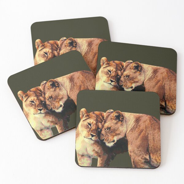 Item preview, Affectionate Lionesses - Warm Textured Wildlife Pop Art designed and sold by samahl_l.