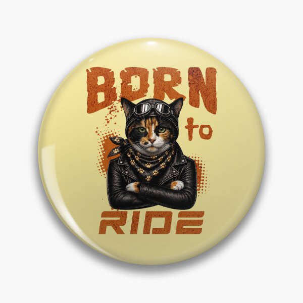 Item preview, Calico Cat Biker Design – Born To Ride Funny Motorcycle Calico Cat Print designed and sold by PixelsPaws.