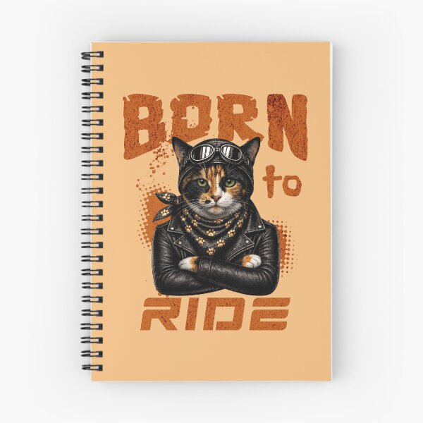 Item preview, Calico Cat Biker Design – Born To Ride Funny Motorcycle Calico Cat Print designed and sold by PixelsPaws.
