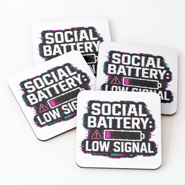 Item preview, Social Battery Low Signal – Glitch Tech Digital Warning Design designed and sold by DN28.