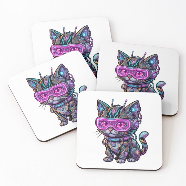 Item preview,  Cyberpunk Neon Cat Futuristic Robot Art designed and sold by StudioVibe Co.