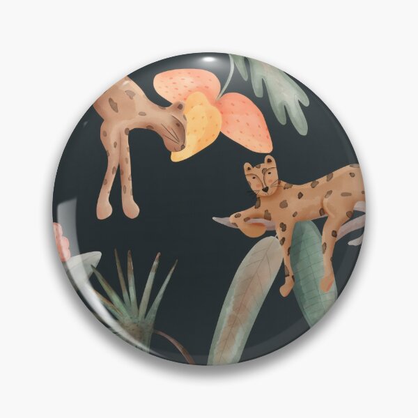 Item preview, Wild cats and tropical plants create a lively scene on a dark background with a mix of colors and shapes in this artwork designed and sold by SpaceartLilu.