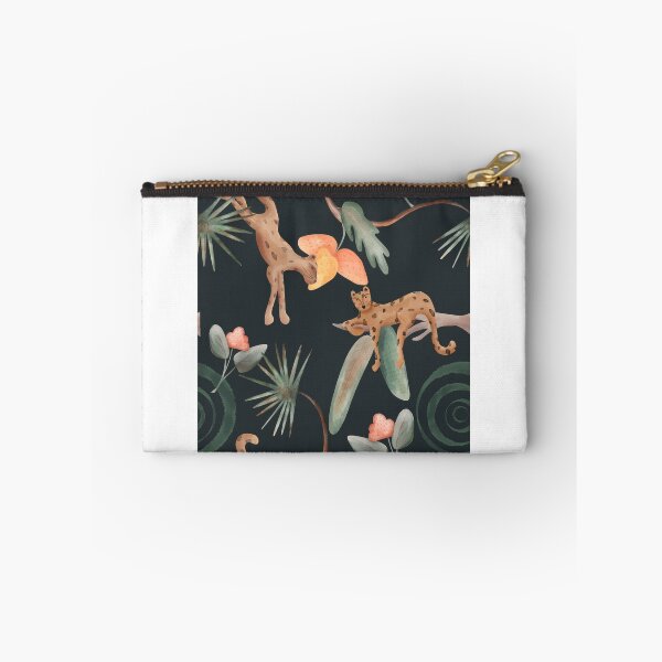 Item preview, Wild cats and tropical plants create a lively scene on a dark background with a mix of colors and shapes in this artwork designed and sold by SpaceartLilu.