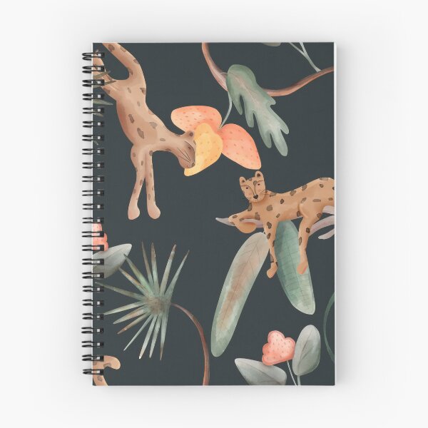 Item preview, Wild cats and tropical plants create a lively scene on a dark background with a mix of colors and shapes in this artwork designed and sold by SpaceartLilu.