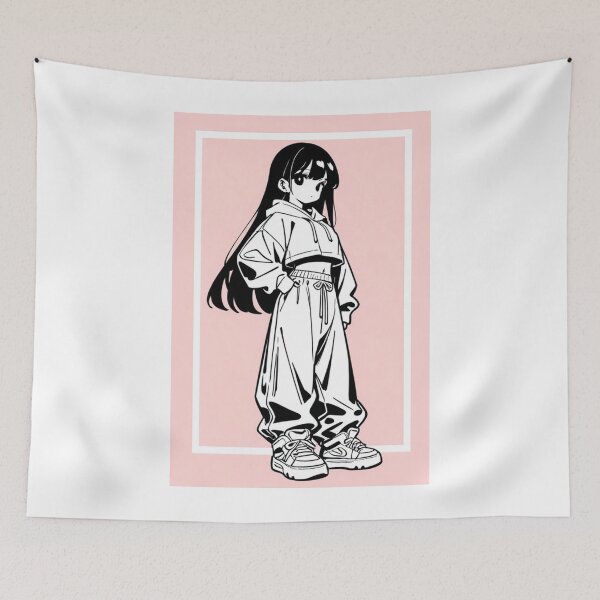 Item preview, Fashion - Girl in Black Crop Hoodie Baggy Pants Chunky Sneakers Variant 2 designed and sold by AnimeShin.