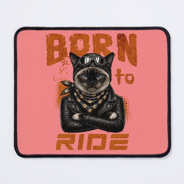 Item preview, Birman Cat Biker Design – Born To Ride Funny Motorcycle Birman Cat Print designed and sold by PixelsPaws.