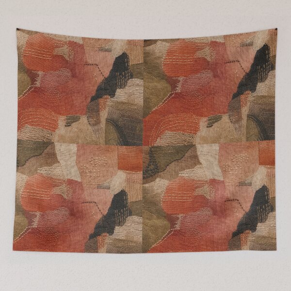 Item preview, Rustic Stitched Textile Collage Pattern designed and sold by frumixart.