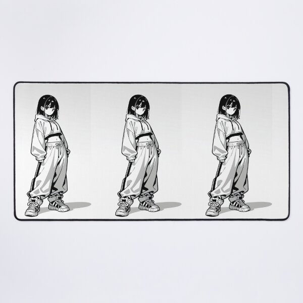 Item preview, Fashion - Girl in Black Crop Hoodie Baggy Pants Chunky Sneakers Variant 3 designed and sold by AnimeShin.
