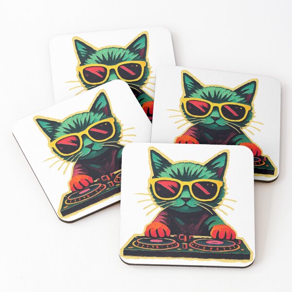Item preview, Cool DJ Cat Spinning Turntables Music Art designed and sold by StudioVibe Co.