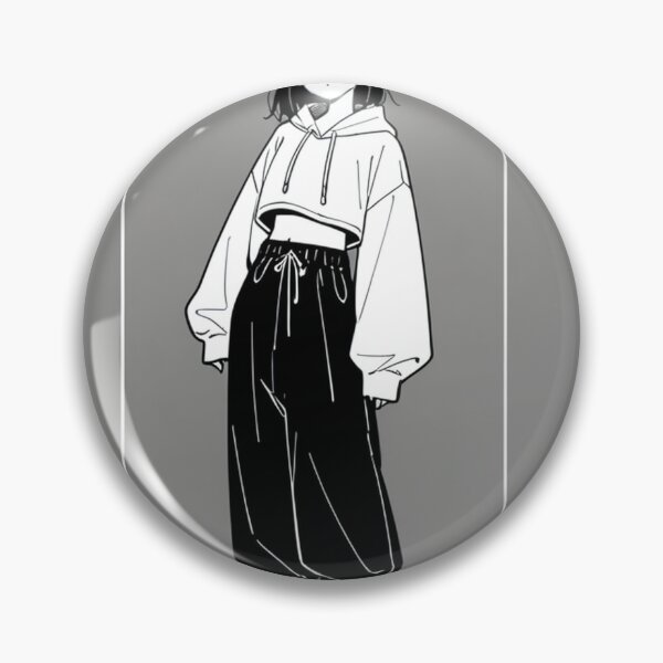 Item preview, Fashion - Girl in Black Crop Hoodie Baggy Pants Chunky Sneakers designed and sold by AnimeShin.