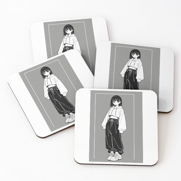 Item preview, Fashion - Girl in Black Crop Hoodie Baggy Pants Chunky Sneakers designed and sold by AnimeShin.