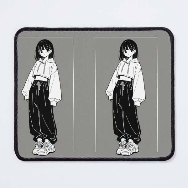 Item preview, Fashion - Girl in Black Crop Hoodie Baggy Pants Chunky Sneakers designed and sold by AnimeShin.