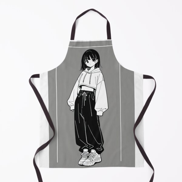 Item preview, Fashion - Girl in Black Crop Hoodie Baggy Pants Chunky Sneakers designed and sold by AnimeShin.